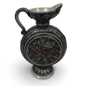 Vintage Westerwald Style Salt Glaze Ewer Pitcher Vase 8" Decorative Stoneware